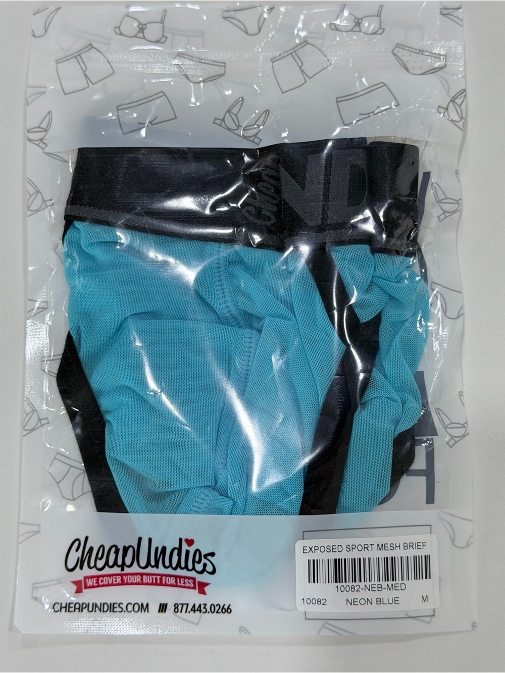 Men's Neon Blue Exposed Sport Mesh Brief - Medium